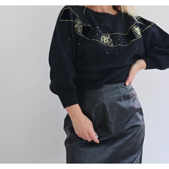 1990's Vintage Andriano Angora Wool Sweater ~ Women's SM MD ~ Evening Oversized - Picture 4 of 7